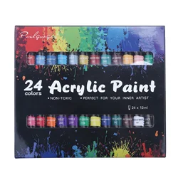Ensemble de peinture acrylique 12Ml, 12/24 couleurs, pour toile, bois, argile, tissu, Nail Art, artisanat en céramique, offre spéciale 