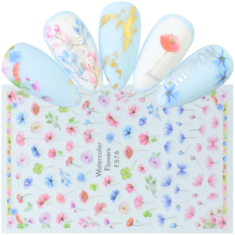 

1pcs Stickers For Nails Flowers Mix Patterns Sliders Nail Art Decorations Manicure Self Adhesive DIY Decal