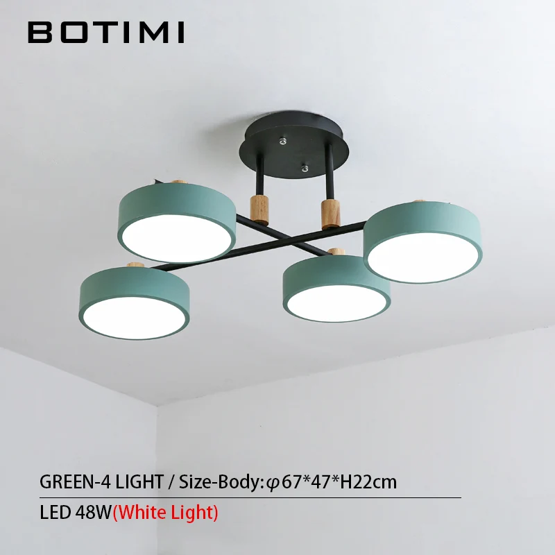 4 Light-Green-WL BOTIMI, серая металлическая люстра с абажуром для гостиной, современный круглый светодиодный светильник 220 В, белые светильники для спальни - Цвет абажура: 4 Light-Green-WL