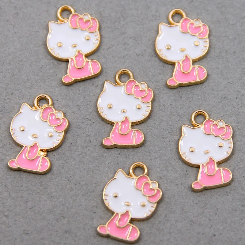 50pcs18*12mm Enamel Lucky lucky  Cat Charms for Necklaces Pendants Earrings DIY Colorful Animal Charms Jewelry Accessories Mak