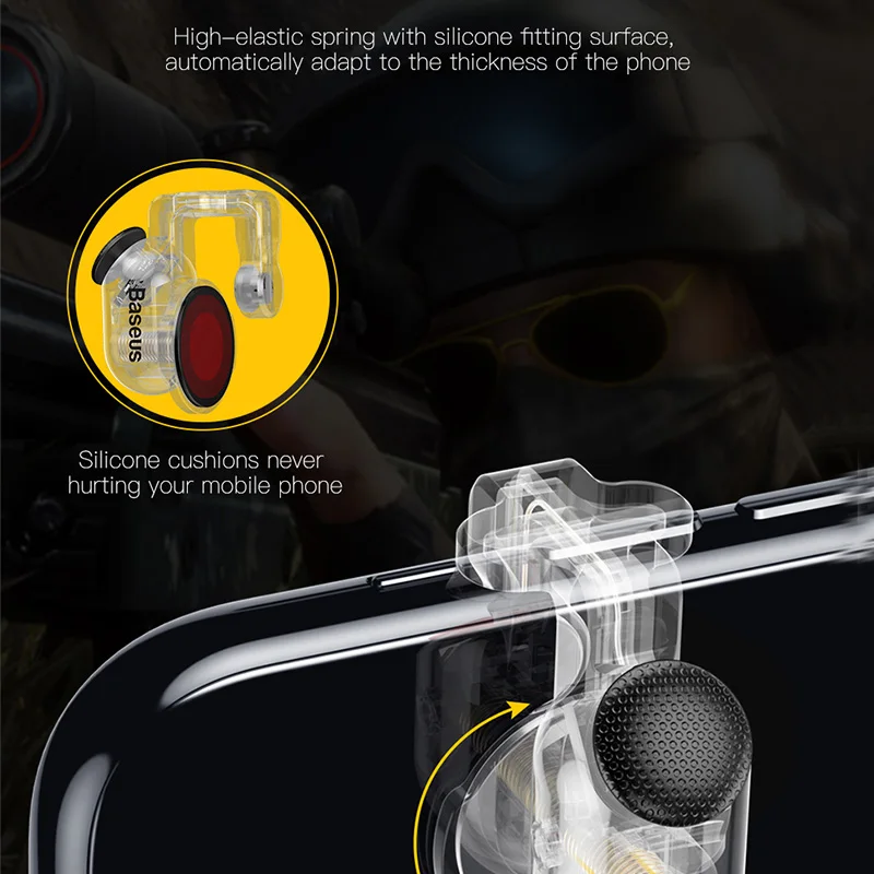 Baseus Gamepad Joystick For PUBG Joypad Game Trigger Fire Button L1 R1 Aim Key Shooter Controller For PUBG Mobile Phone Game Pad