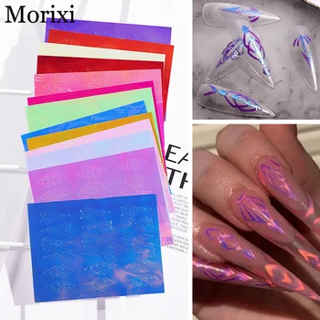 

13pcs/set nail art flame sticker diamond shape rainbow polar color white purple laser foil 3D manicure for nail sticker MZ210