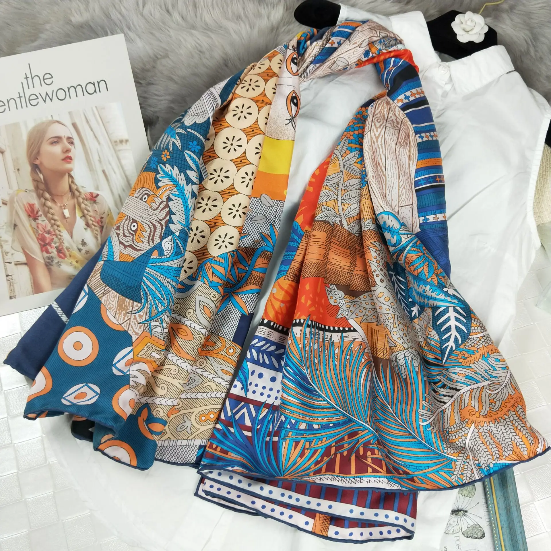 Real Silk Twill Scarf Fashion Women Scarves Shawl Coat Wrap Poncho Luxury Beach Cloak Midsummer Night's Dream 140cm
