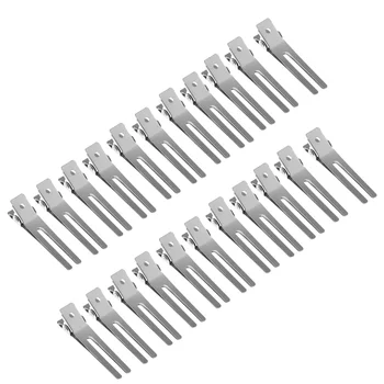 

New 20Pcs Stainless Steel Prong Hair Clips Hairdressing Double Hole Pin Barrettes Curl Setting Section Clips Hair Accessories