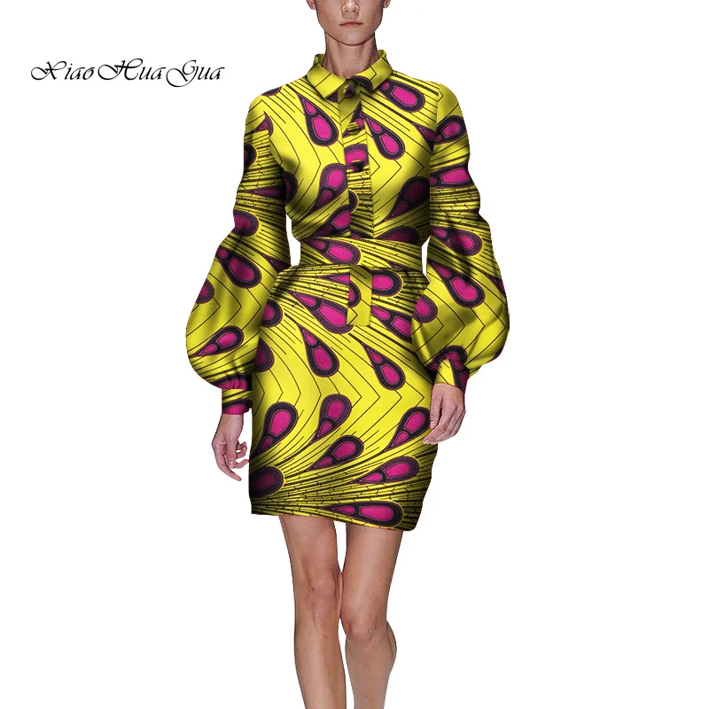 Модное Африканское весеннее женское платье с принтом, повседневное хлопковое офисное платье до колен с длинным рукавом и круглым вырезом для женщин WY6087 - Цвет: 13