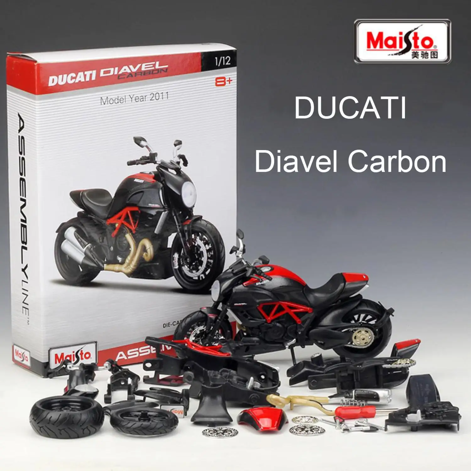 Diecast Model Car Ducati Diavel Carbon Model Motorbike 1/12 Scale by Maisto 
