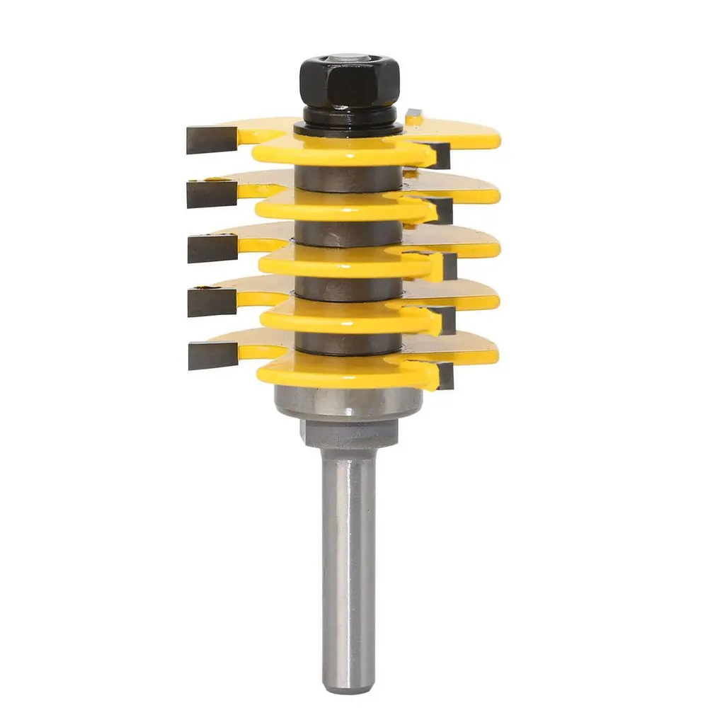 

8MM Shank Box Joint Router Bit Adjustable 5 Blade 3 Flute For Wood Milling Cutter Tenon Cutter for Woodworking Tools