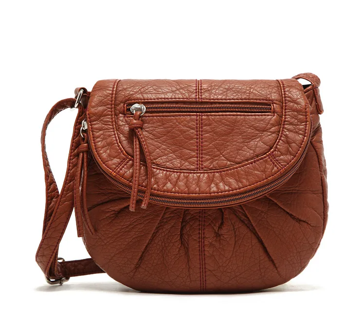 

Shui xi bao Manufacturers 2019 New Style Mini Washed Leather Bag Retro Shoulder Cross-body shui xi bao Factory