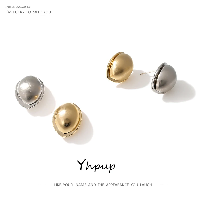 Yhpup корейские сережки-шпильки минималистичные 18 К очаровательные металлические серьги Крошечные маленькие золотые серебряные S925 ювелирные изделия женские офисные аксессуары в стиле панк