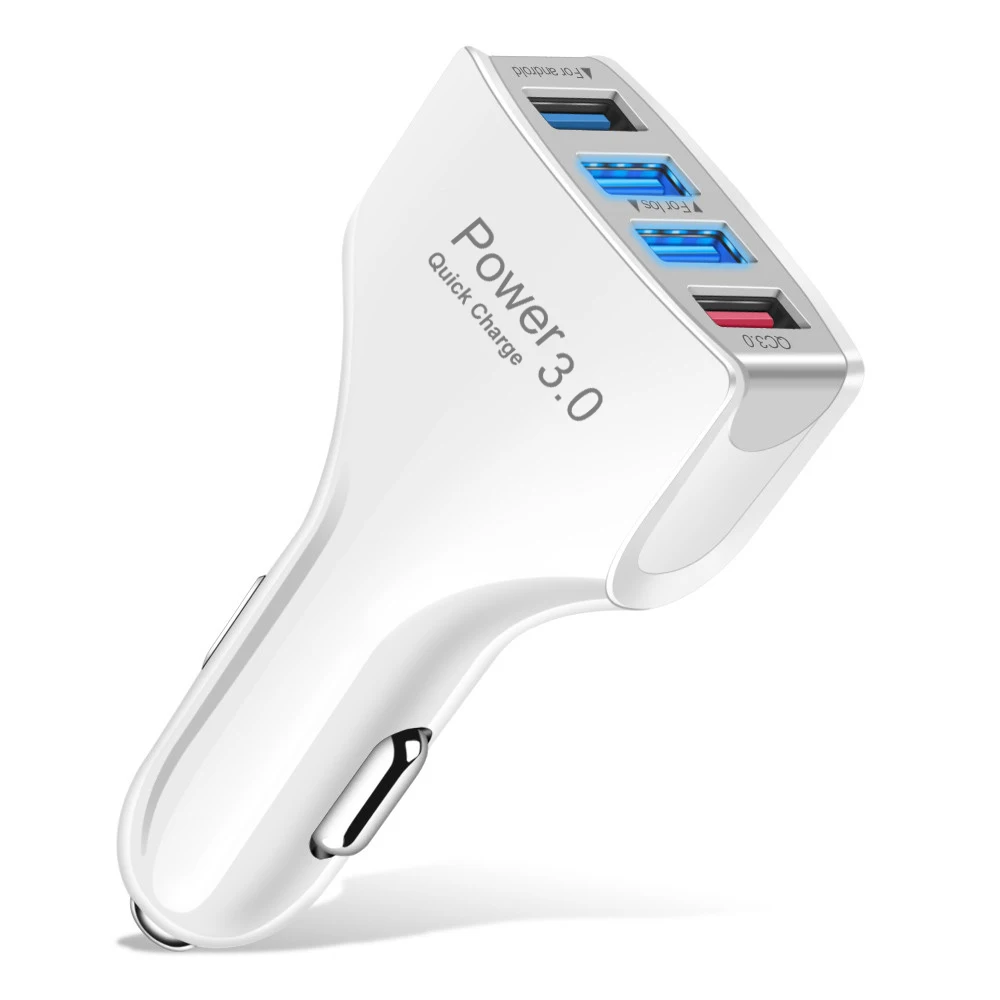 Olnylo 4 USB QC 3.0 Car Charger Quick Charge 3.0 Phone Charger Car Fast Charging 4 Ports USB Car Portable Chargers for iPhone 11
