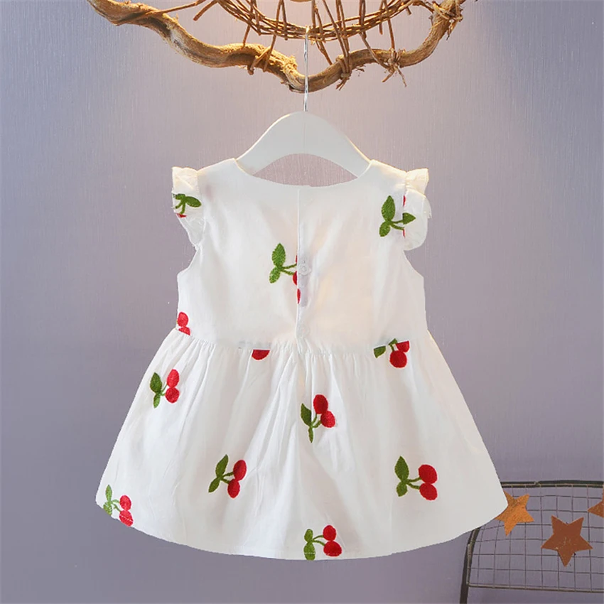 Baby girl Sleeveless summer dress Hundred Days Newborn Korean cotton Dress 0-1-2-3 year old baby clothes Printed flowers
