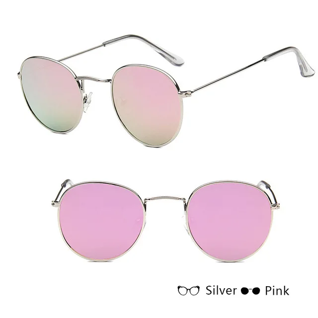 RBROVO, солнцезащитные очки для женщин/мужчин, фирменный дизайн, очки для девушек, Круглые, Роскошные, Ретро стиль, солнцезащитные очки, винтажные, зеркальные, Oculos De Sol Gafas - Цвет линз: silver pink