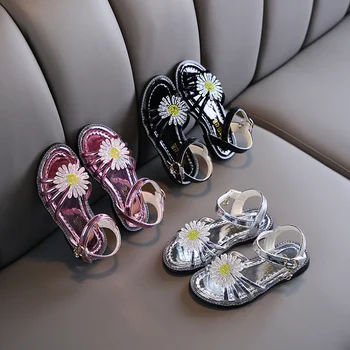 

Girls Sandals Toddler Baby Leather Sandals Flower Shiny Kids Children Princess Shoes Summer Girls Kids Beach Sandals