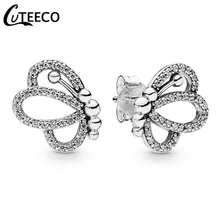 CUTEECO Сияющий Циркон Элегантный Бабочка серебряные серьги-гвоздики цвет свадебные серьги для невесты модные украшения