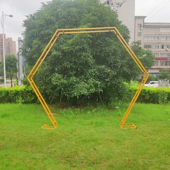 

1piece double hexagonal arch wrought iron arch shelf stage decoration background frame wedding props birthday party supplies