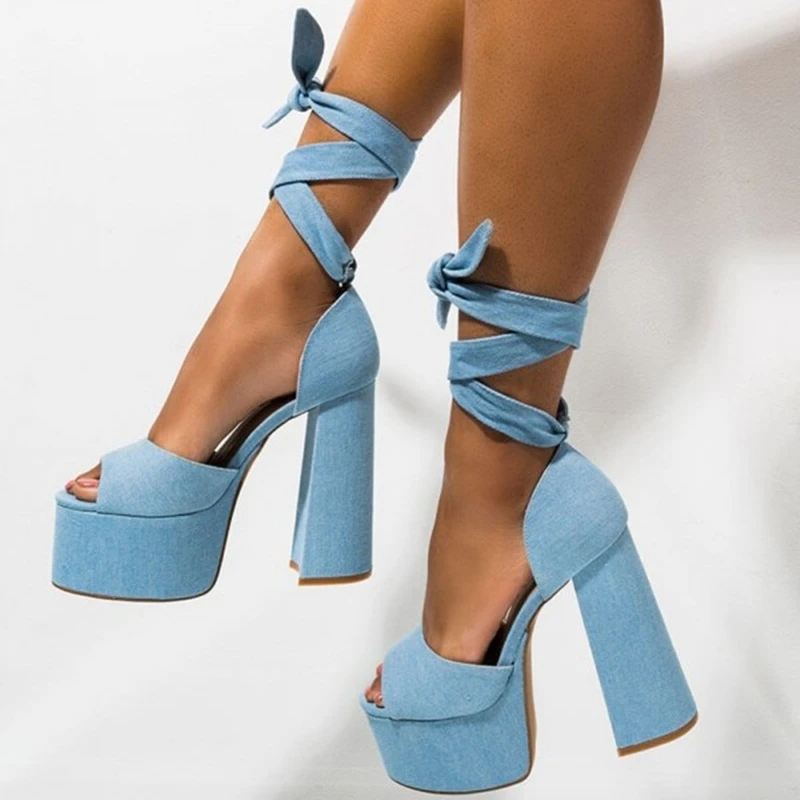 tie up platform heels