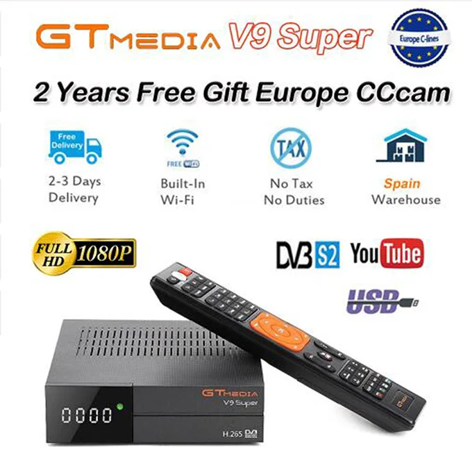 Супер Спутниковый ресивер Gtmedia V9 с 2 летним Cccam Cline Freesat V9 встроенный wifi такой же как Gtmedia V8 Nova