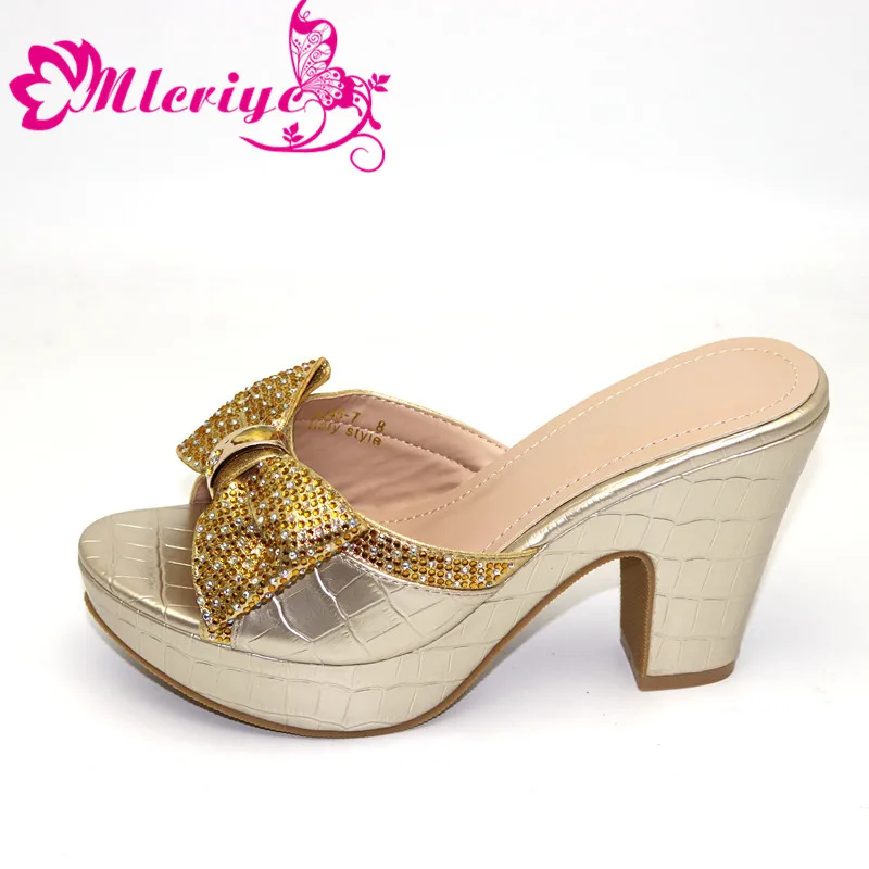 

Nigerian Design Gold Color Pumps Shoes For Parties 2019 Koren Style Decoration With Metal High Heels Sandals Shoes