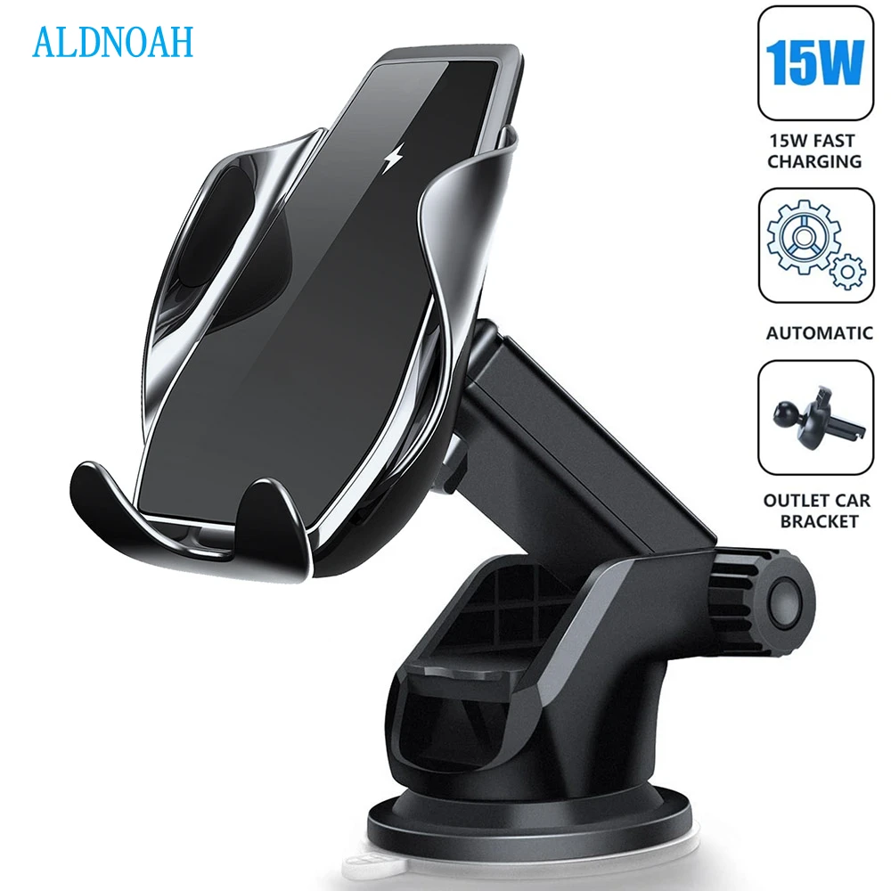 15W Qi Wireless Car Charger Automatic Clamping Fast Charging Air Vent Mount Holder for iPhone 12 11 XS XR X 8 Samsung S20 S10 S9