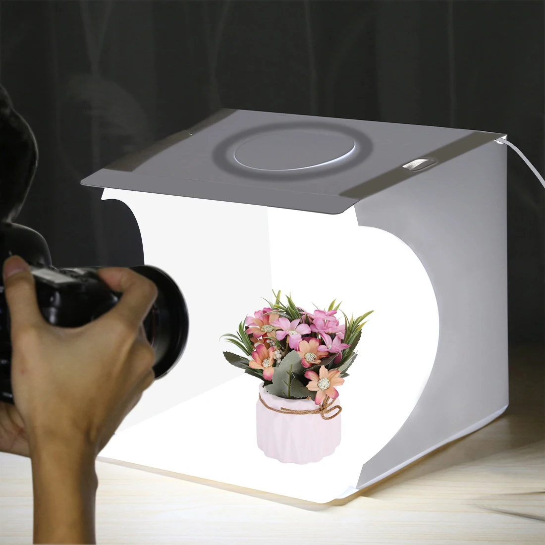 Mini Photography Lightbox Ring LED Adjust Light Photo Studio Box Softbox Fotografia Boxes Tent Kit Shoot for Food, Jewelry, Toy