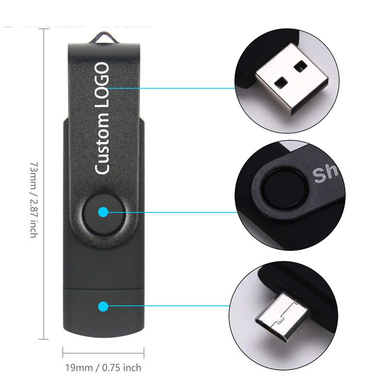 USB флеш накопитель SHANDIAN OTG высокоскоростной 64 ГБ 32 16 8 4 внешний двухсторонний