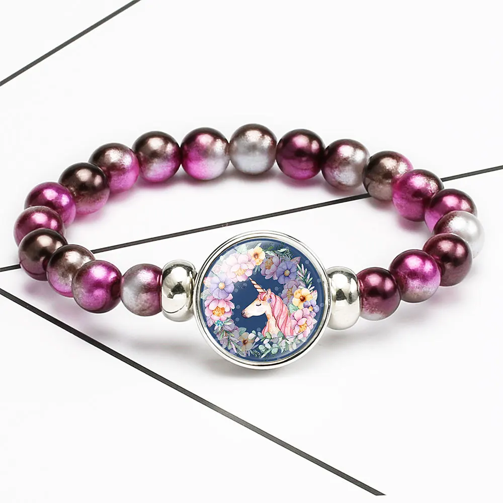 Симпатичные единороги бусины браслеты для детей брендовые ювелирные изделия дети браслет на запястье мультфильм женские аксессуары девушки B - Окраска металла: 704