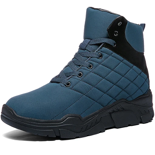 Высококачественные водонепроницаемые зимние теплые мужские ботинки мужская зимняя обувь на толстой подошве уличные резиновые мужские ботильоны повседневная обувь - Цвет: Men Boots Blue