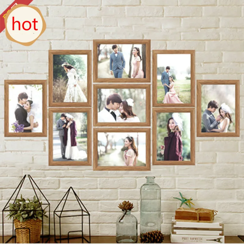 

9pcs Digital Picture Frames Wall Wedding Photo Commemorative Meaning Combination Picture Frame Plastic Photo Frame