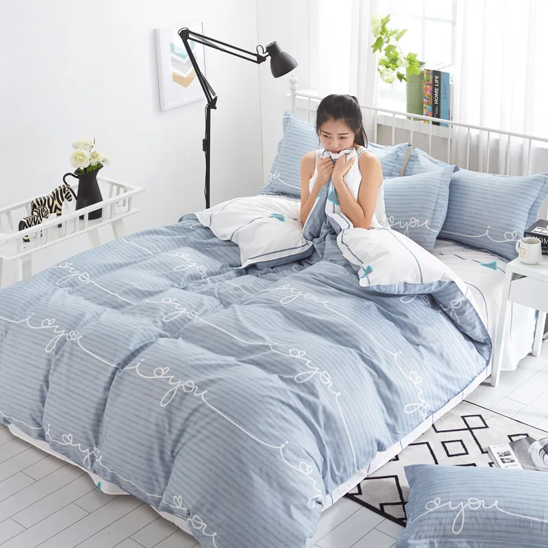 Lovely Panda Printed Polyester Bedding Sets Bed Cover Set Duvet Cover Flat Sheets with Pillowcases Bedcover Set for Child & Kid