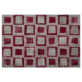 

Handmade Red Vintage Overdyed Patchwork Area Rug 191x281 Cm-6'3''X9'3''