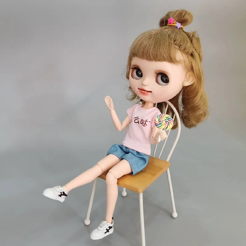 Повседневная Одежда для кукол Blyth, футболка с коротким рукавом для blyth, ob24, barbies, одежда для «пуллип» для 1/6, аксессуары для кукол