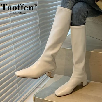 

KemeKiss Women Knee Boots Fashion Winter Shoes Woman Square Toe Zipper Long Boot Office Lady Knee High Footwear Size 33-42