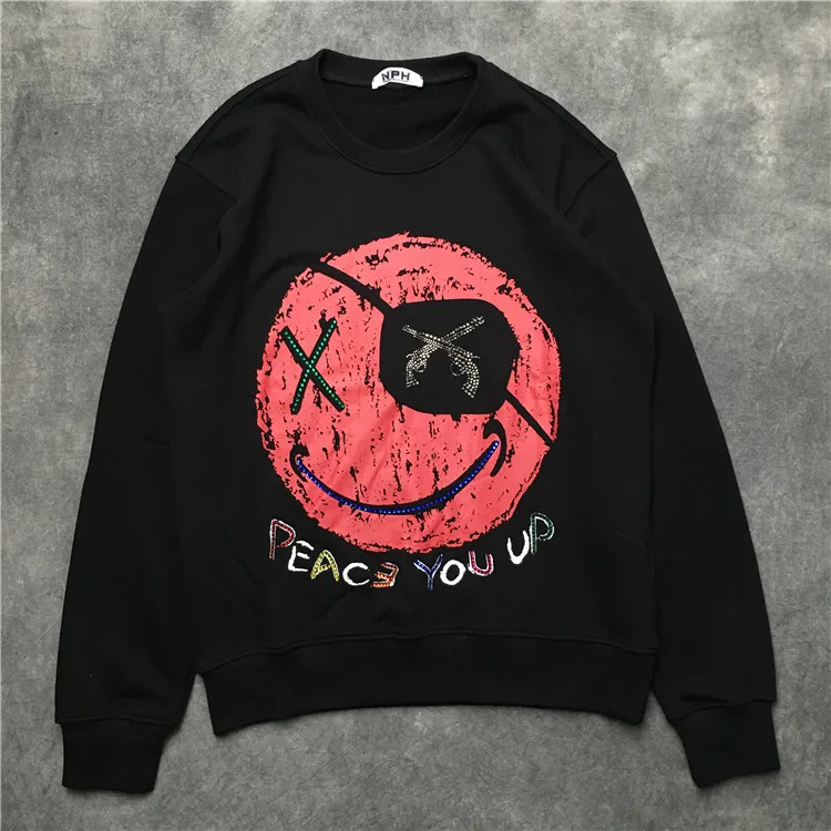 

New 19 luxury High Men Diamonds Peace You up Hoodies Hoody hooded Sweatshirts velvet Cotton Drake Thicken Fleece pullover #E01