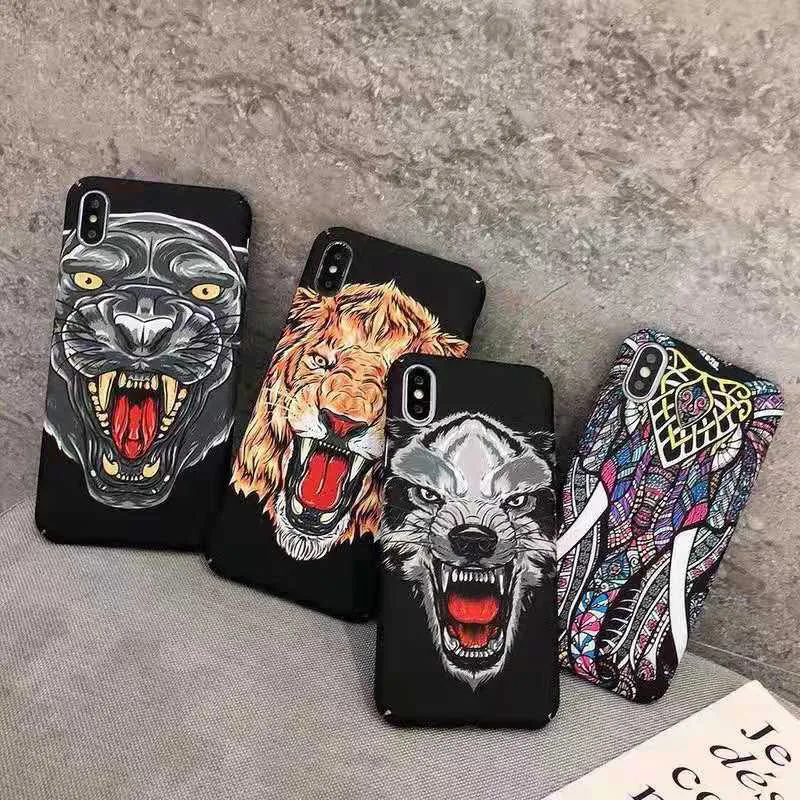 for iPhone 11 Pro Max 11Pro XS XR X 7 8 Plus 6 6s + Case Luminous Tiger Lion Shockproof Wolf Hard Matte Back Cover Funda |