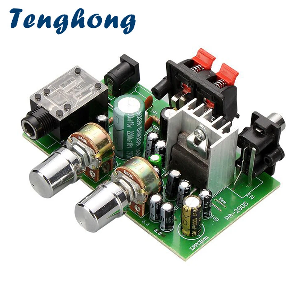 Tenghong 1PCS Mini Sound Amplifier 20W*2 2.0 Channel Power Audio Amplifiers DC12V Microphone Amplifier Board Stereo Amplificador