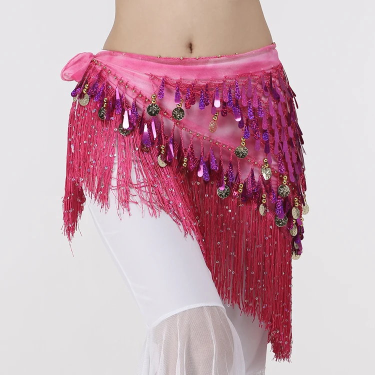 New Belly Dance Hip Scarf Waist Chain Woman Fringed Sequins Triangle Scarf Waist Scarf Clothing Belt Girdle Latin Dance Scarf