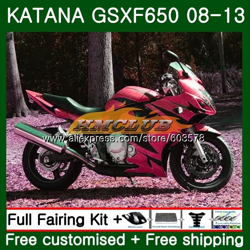 GSX650F для Suzuki Katana GSXF 650 08 09, 10, 11, 12, 13, 14, 14CL. 124 GSXF650 2008 2009 2010 2011 2012 2013 Красный пламя обтекатель - Цвет: No. 1
