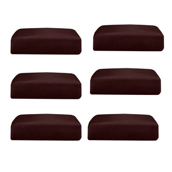 

6Pcs Dark Brown_Size S Stretchy Sofa Futon Seat Cushion Covers Couch Slipcover Protector Replacement Solid Color