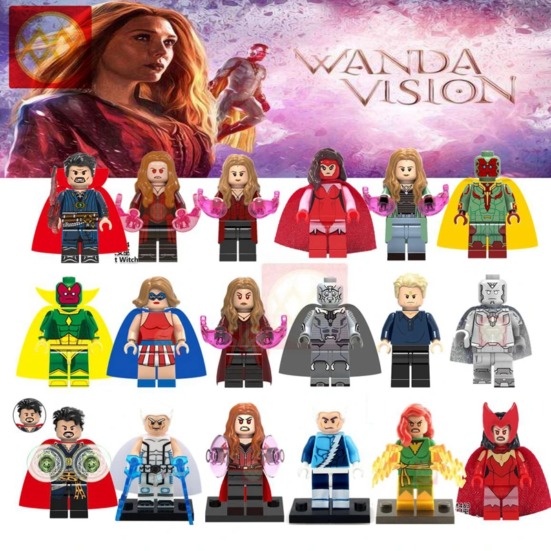 

Single Marvel Scarlet Witch Wanda Vision Doctor Strange Quicksilver Magneto X-men Mutants Building Blocks Toys for Children Gift