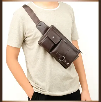 

Men Retro Waist Pack Multi-function Pockets Outdoor Sports Messenger Bags Male Casual Designer Leisure Chest Bag Shopping Purse