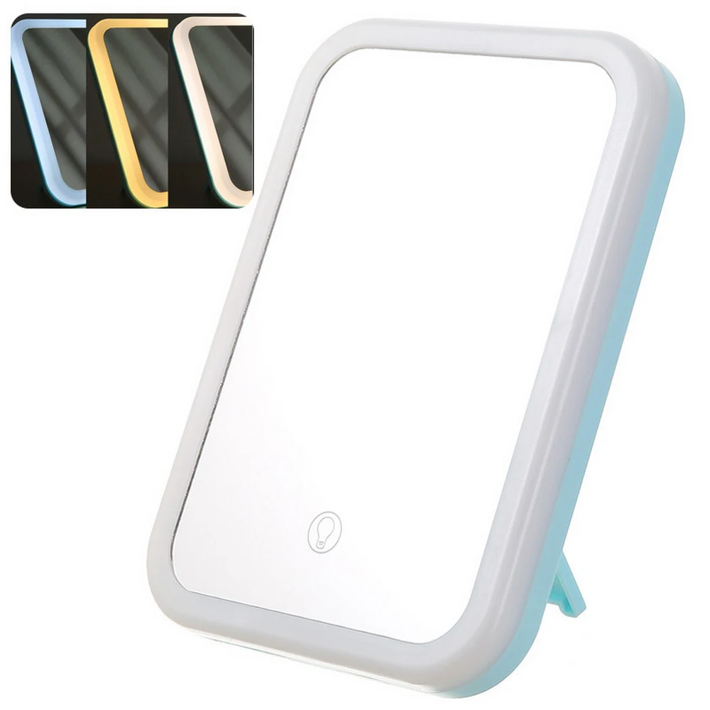 Charging 3 light LDE зеркало для макияжа, косметическое зеркало для общежития, настольное Монохромное зеркало для макияжа, женское складное портативное зеркало для студентов - Цвет: Charging 3 light
