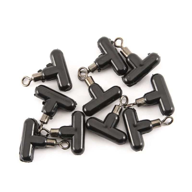 

10pcs Bead T Shape Pulley Slide Rig Connector & Cross-Line Swivels Black Saltwater Fishing Terminal Tackle QW85