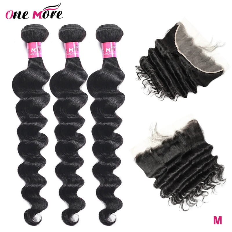 

One More Loose Deep Wave Bundles With Frontal Brazilian Lace Frontal Closure With Bundles Remy Human Hair Bundles With Closure