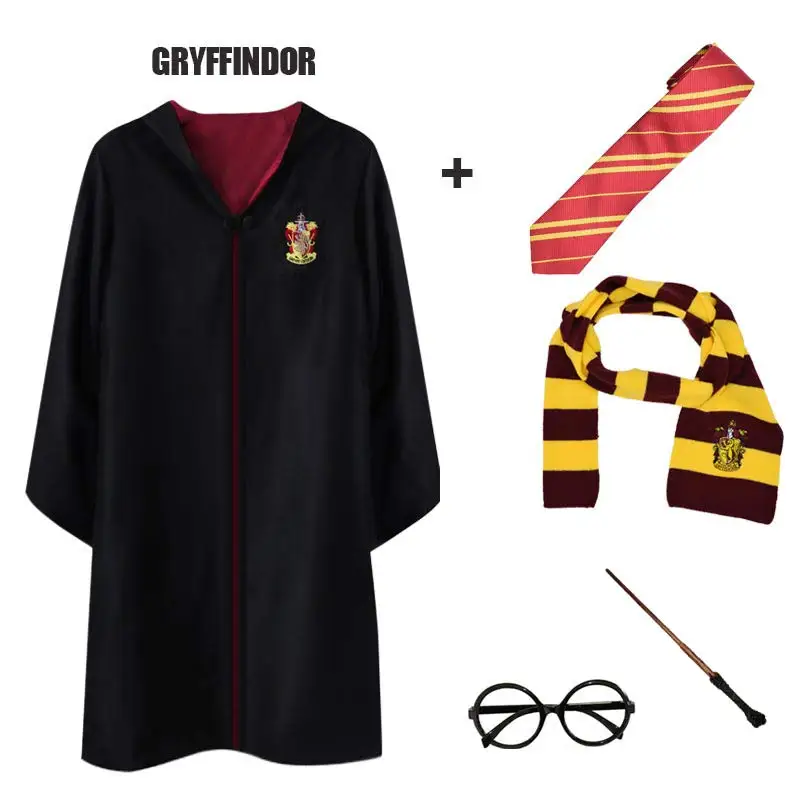 Костюм для косплея костюмы робы Поттера плащ-накидка с галстуком шарф Ravenclaw/Gryffindor/Hufflepuff/Slytherin детский подарок на день рождения - Цвет: 1