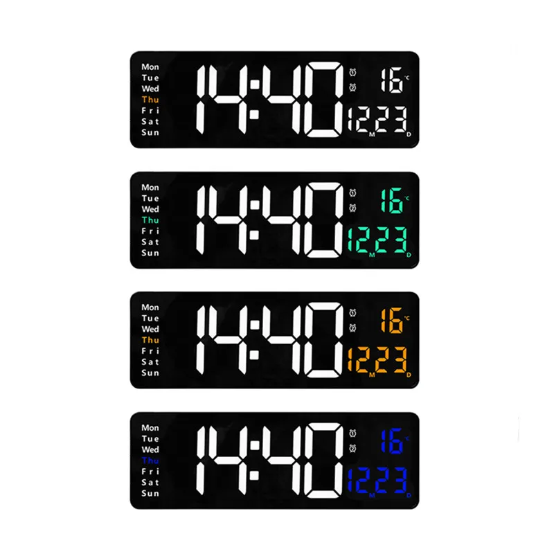 Large Digital Wall Clock Temp Date with Remote Control Power Off Memory Desktop Table Clock Wall-mounted Dual Alarms LED Clocks