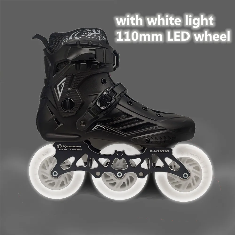 Professional Inline Skates Roller Skating Shoes 4*80 Or 3*110mm Changeable Slalom Speed Patines Free Skating Racing Skates adult roller skates skate wheels