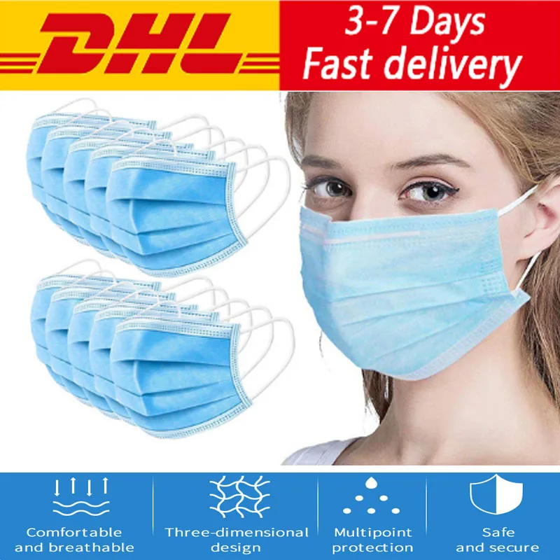 

50/100pcs DHL Fast shipping 3 Layers Disposable N95 Mask Anti Pollution Mask Black Adult Unisex Protection Dust Mouth Face Masks