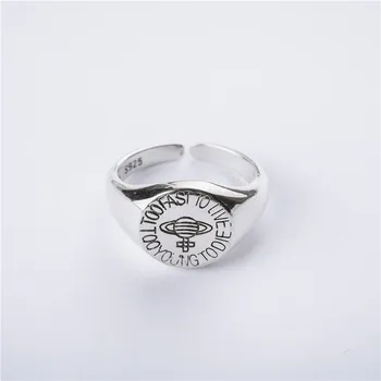 

925 Sterling Silver Rings For Women Silver Fine Jewelry Engagement Ring Resizable Open Letters 2020 New Brand Design Top Quality