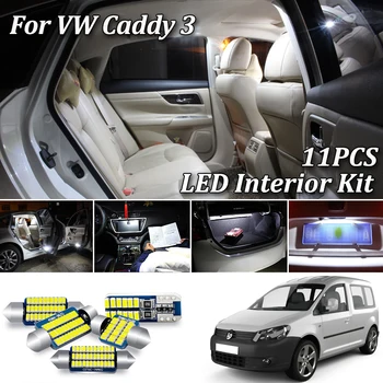 

11Pcs Canbus White LED Interior Light Kit For Volkswagen VW Caddy 3 MK3 LED Interior Map Dome Trunk Door Light Kit (2004-2014)