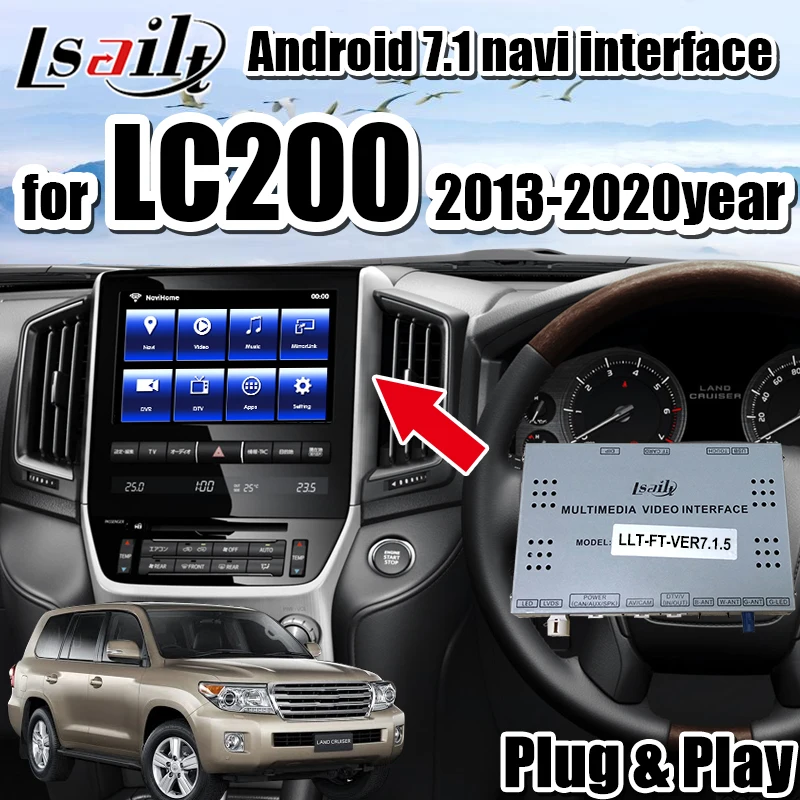 Plug& Play Автомобильный видео интерфейс коробка для Toyota Land Cruiser LC200-18, gps навигационная коробка с carplay, Andriod авто